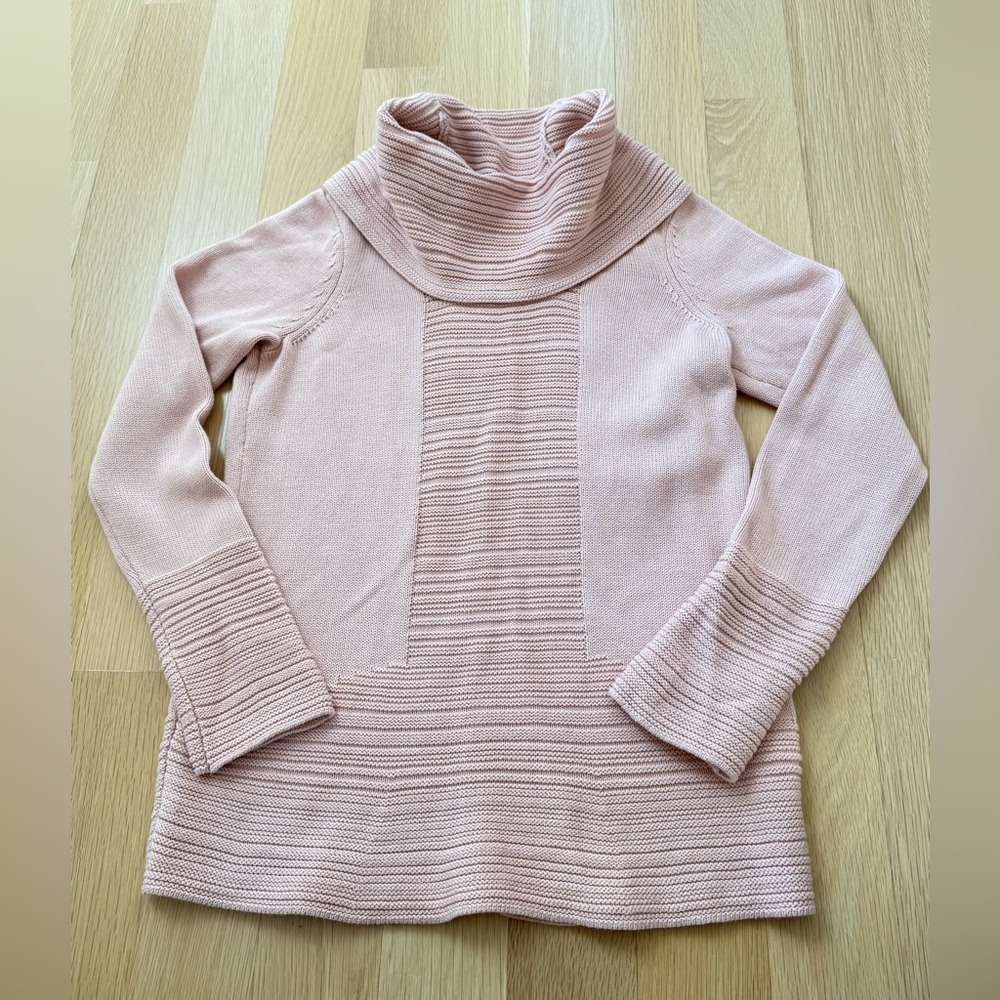 Calvin Klein Pink Cowl Neck Ribbed Knit Cotton Blend Sweater